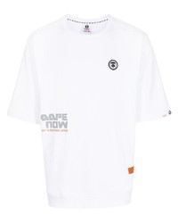 weißes bedrucktes T-Shirt mit einem Rundhalsausschnitt von AAPE BY A BATHING APE