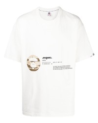 weißes bedrucktes T-Shirt mit einem Rundhalsausschnitt von AAPE BY A BATHING APE