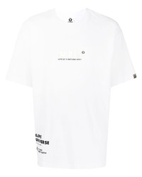 weißes bedrucktes T-Shirt mit einem Rundhalsausschnitt von AAPE BY A BATHING APE