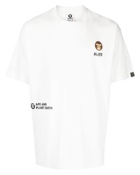 weißes bedrucktes T-Shirt mit einem Rundhalsausschnitt von AAPE BY A BATHING APE