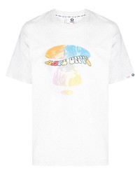 weißes bedrucktes T-Shirt mit einem Rundhalsausschnitt von AAPE BY A BATHING APE