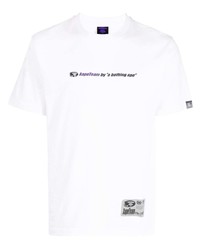 weißes bedrucktes T-Shirt mit einem Rundhalsausschnitt von AAPE BY A BATHING APE