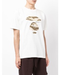 weißes bedrucktes T-Shirt mit einem Rundhalsausschnitt von AAPE BY A BATHING APE