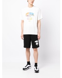 weißes bedrucktes T-Shirt mit einem Rundhalsausschnitt von AAPE BY A BATHING APE