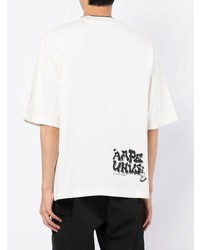 weißes bedrucktes T-Shirt mit einem Rundhalsausschnitt von AAPE BY A BATHING APE