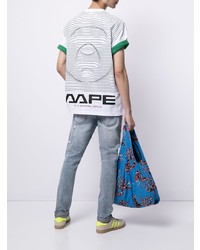 weißes bedrucktes T-Shirt mit einem Rundhalsausschnitt von AAPE BY A BATHING APE