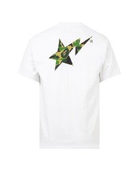 weißes bedrucktes T-Shirt mit einem Rundhalsausschnitt von A Bathing Ape