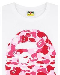 weißes bedrucktes T-Shirt mit einem Rundhalsausschnitt von A Bathing Ape