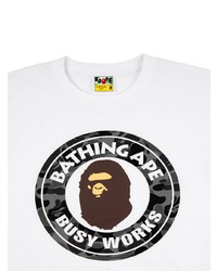 weißes bedrucktes T-Shirt mit einem Rundhalsausschnitt von A Bathing Ape