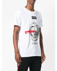 weißes bedrucktes T-Shirt mit einem Rundhalsausschnitt von Newams