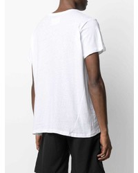 weißes bedrucktes T-Shirt mit einem Rundhalsausschnitt von Greg Lauren