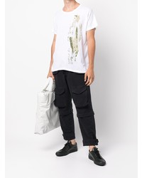 weißes bedrucktes T-Shirt mit einem Rundhalsausschnitt von Greg Lauren