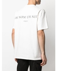 weißes bedrucktes T-Shirt mit einem Rundhalsausschnitt von Ih Nom Uh Nit