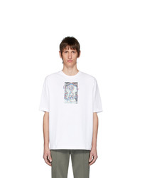weißes bedrucktes T-Shirt mit einem Rundhalsausschnitt von Acne Studios