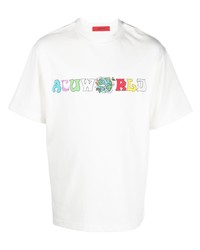 weißes bedrucktes T-Shirt mit einem Rundhalsausschnitt von ACUPUNCTURE 1993