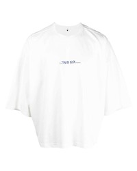 weißes bedrucktes T-Shirt mit einem Rundhalsausschnitt von Ader Error