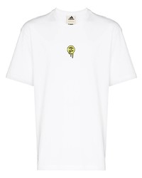 weißes bedrucktes T-Shirt mit einem Rundhalsausschnitt von adidas by 032c