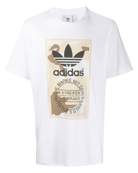 weißes bedrucktes T-Shirt mit einem Rundhalsausschnitt von adidas