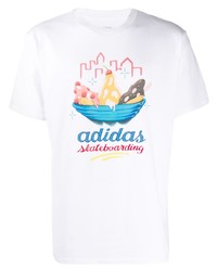 weißes bedrucktes T-Shirt mit einem Rundhalsausschnitt von adidas