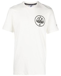 weißes bedrucktes T-Shirt mit einem Rundhalsausschnitt von adidas