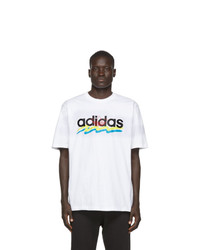 weißes bedrucktes T-Shirt mit einem Rundhalsausschnitt von adidas Originals