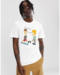 weißes bedrucktes T-Shirt mit einem Rundhalsausschnitt von Adidas Skateboarding