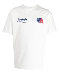 weißes bedrucktes T-Shirt mit einem Rundhalsausschnitt von Adish