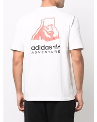 weißes bedrucktes T-Shirt mit einem Rundhalsausschnitt von adidas