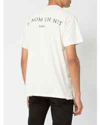 weißes bedrucktes T-Shirt mit einem Rundhalsausschnitt von Ih Nom Uh Nit