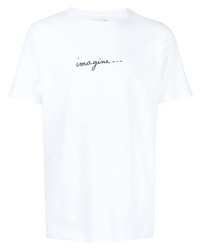 weißes bedrucktes T-Shirt mit einem Rundhalsausschnitt von agnès b.