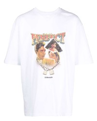 weißes bedrucktes T-Shirt mit einem Rundhalsausschnitt von Ahluwalia