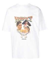 weißes bedrucktes T-Shirt mit einem Rundhalsausschnitt von Ahluwalia