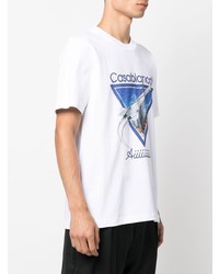 weißes bedrucktes T-Shirt mit einem Rundhalsausschnitt von Casablanca