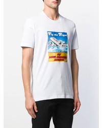 weißes bedrucktes T-Shirt mit einem Rundhalsausschnitt von Love Moschino