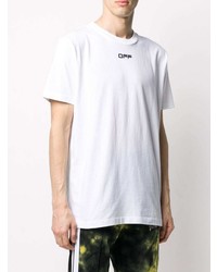 weißes bedrucktes T-Shirt mit einem Rundhalsausschnitt von Off-White