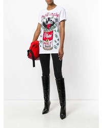 weißes bedrucktes T-Shirt mit einem Rundhalsausschnitt von Philipp Plein