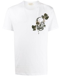 weißes bedrucktes T-Shirt mit einem Rundhalsausschnitt von Alexander McQueen