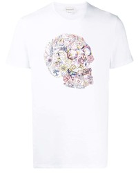 weißes bedrucktes T-Shirt mit einem Rundhalsausschnitt von Alexander McQueen