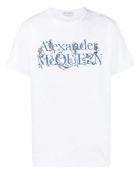 weißes bedrucktes T-Shirt mit einem Rundhalsausschnitt von Alexander McQueen