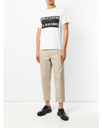 weißes bedrucktes T-Shirt mit einem Rundhalsausschnitt von Sacai