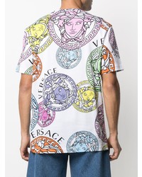 weißes bedrucktes T-Shirt mit einem Rundhalsausschnitt von Versace