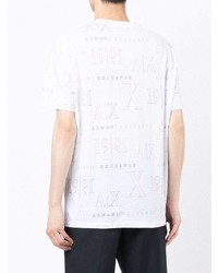 weißes bedrucktes T-Shirt mit einem Rundhalsausschnitt von Armani Exchange