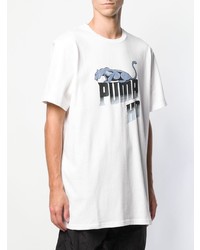 weißes bedrucktes T-Shirt mit einem Rundhalsausschnitt von Puma