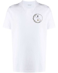 weißes bedrucktes T-Shirt mit einem Rundhalsausschnitt von AllSaints