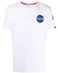 weißes bedrucktes T-Shirt mit einem Rundhalsausschnitt von Alpha Industries