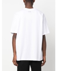 weißes bedrucktes T-Shirt mit einem Rundhalsausschnitt von Raf Simons