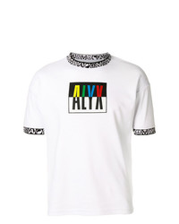 weißes bedrucktes T-Shirt mit einem Rundhalsausschnitt von Alyx