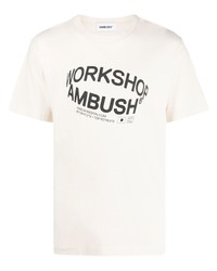 weißes bedrucktes T-Shirt mit einem Rundhalsausschnitt von Ambush