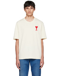 weißes bedrucktes T-Shirt mit einem Rundhalsausschnitt von AMI Alexandre Mattiussi