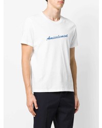 weißes bedrucktes T-Shirt mit einem Rundhalsausschnitt von AMI Alexandre Mattiussi